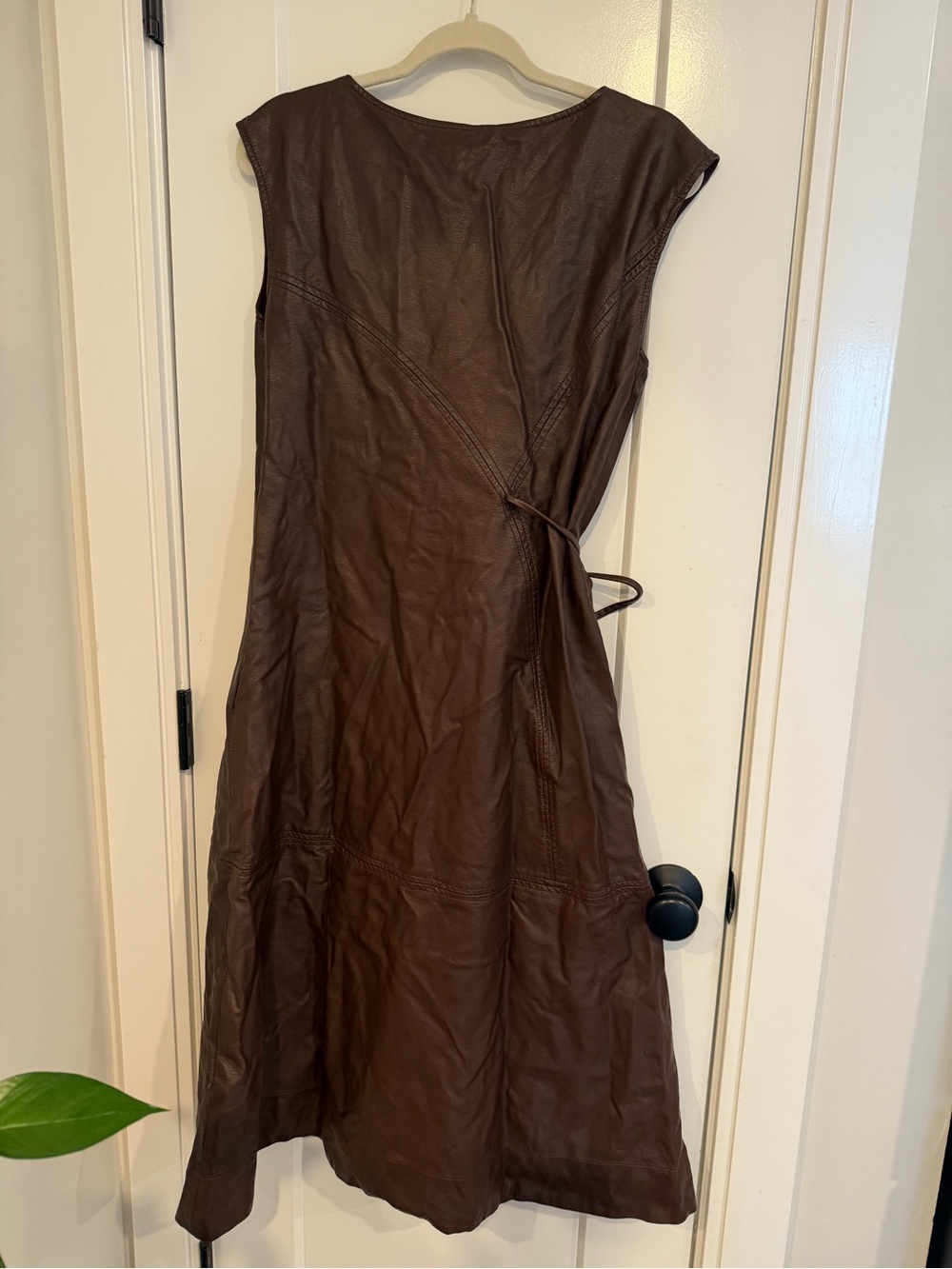 Maeve by Anthropologie Sleeveless Vegan Leather Wrap Midi Dress - Picture 8 of 13